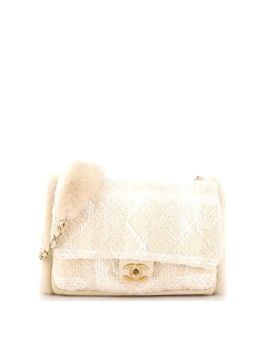 Chanel Cc Muff Flap Bag Quilted Tweed #270702C38B